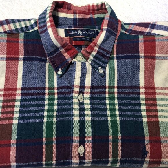 Ralph Lauren Other - Ralph Lauren 100% Cotton Button Front Shirt Men's Size XL Red, Cream, Grn Plaid